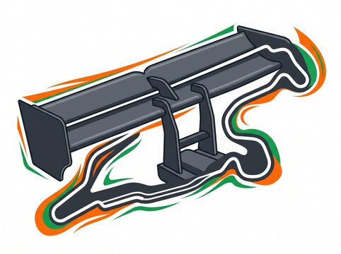 High Performance Racing Car Rear Wing Spoiler with Indian Circuit Track Map and Speed Graphics