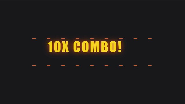 10 x combo gaming text overlay animation with glowing yellow typography and motion 4k arcade retro