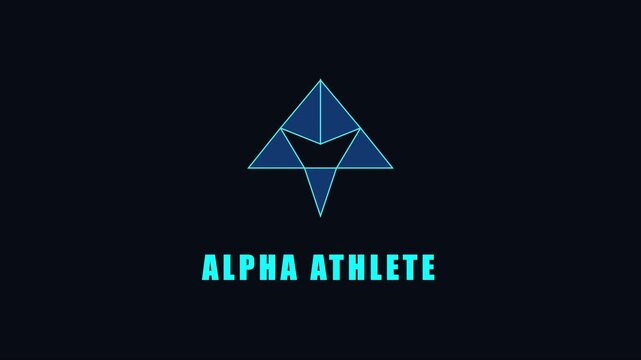 Alpha athlete animation: modern geometric triangle symbol with glowing digital lines and minimalist motion 4k