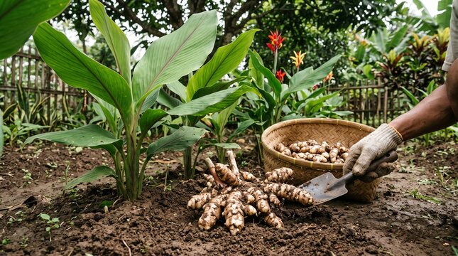Harvesting Canna Edulis