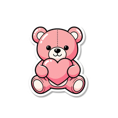 Fototapeta premium Cute pink teddy bear holding a heart