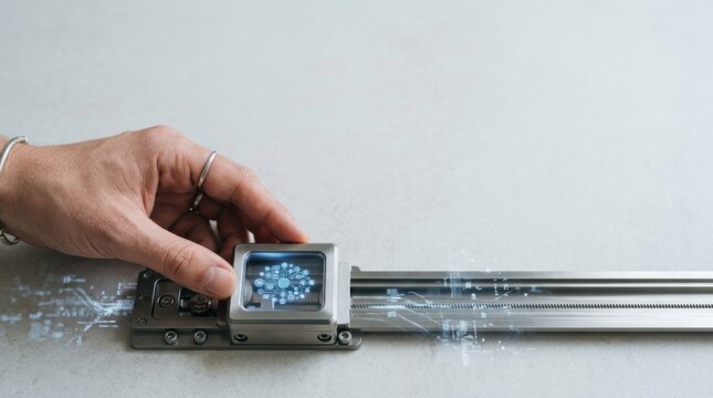 Hand holding metal object visualizing ai context management preserving relevant information while discarding noise