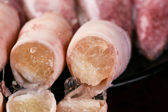 Fresh Geoduck Clams from Shandong Sea - Wild Aquatic Shellfish Products on Ice Display
