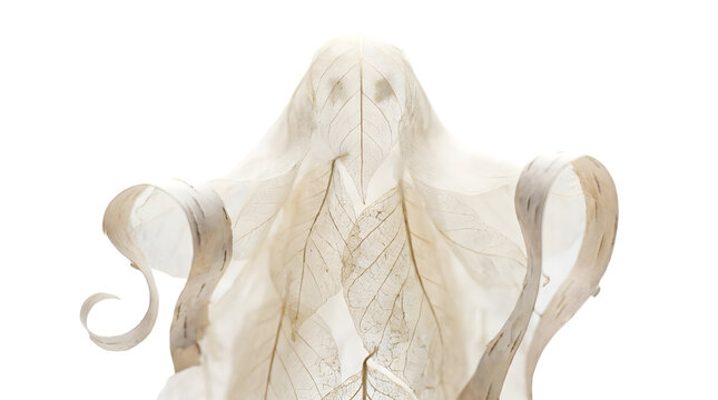 Ethereal ghost shape made from dried leaf textures.