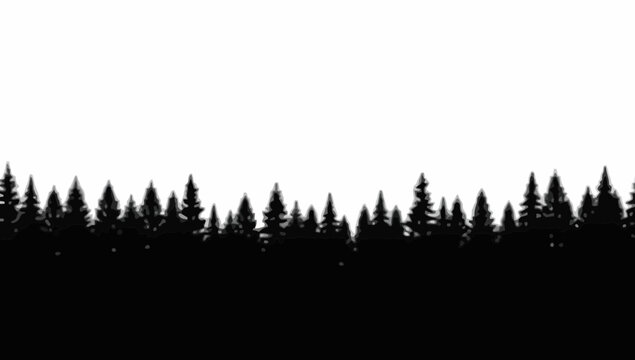 Forest trees set. tree silhouettes for winter forest landscape design, Mountain landscape. Mountains and coniferous forest. Christmas tree, fir-tree, pine, pine-tree
