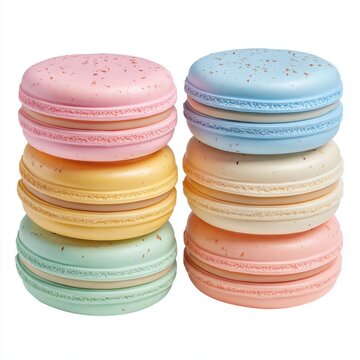 macaron stacks dessert with pastel colors isolated on a white background