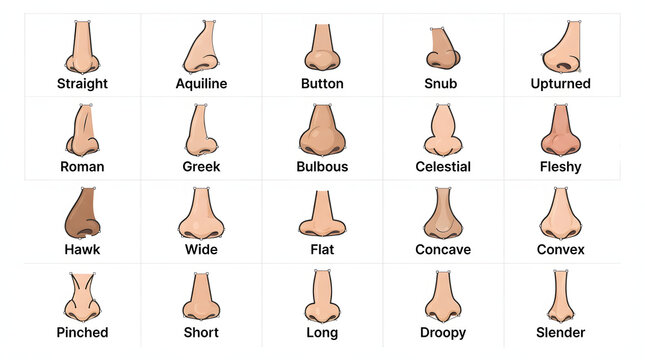 Set of Nose Shapes and Human Facial Features Vector Illustrations