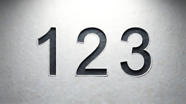 1 2 3 chalk numbers drawn on a textured grey concrete wall for educational counting concepts and basic mathematics school learning background design