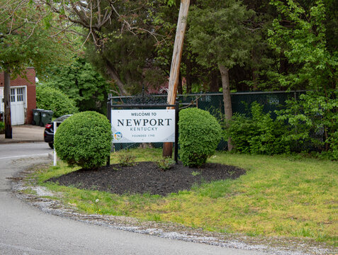 Newport, KY USA April 24, 2019. Welcome to Newport Kentucky sign.