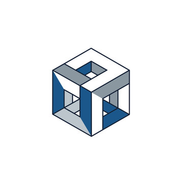 Abstract Geometric Cube Illusion