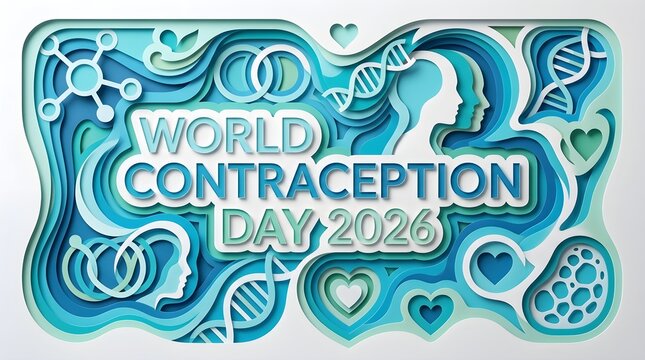 World Contraception Day 2026 paper cut style medical infographic banner