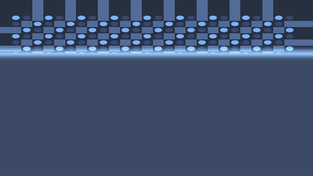 Pulsing Blue Square and Oval Grid with Horizontal Light Beam &ndash; Abstract Nano Imprint Pattern & Sci-Fi Lithography HUD Background Loop