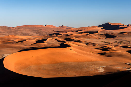 High-Angle Aerial View of Namib Desert Sand Dunes