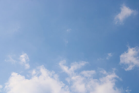 Clear Blue Sky With Light White Clouds Background