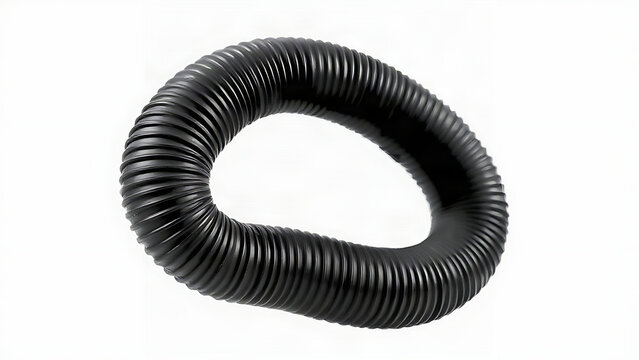 Black rubber hose bent at a sharp acute angle on a light grey background.