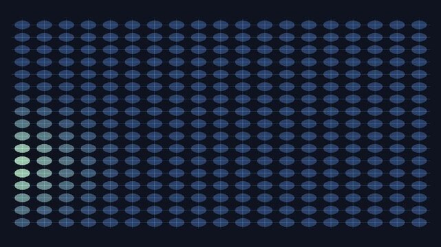 Glowing Mint Green Sensor Grid Scanning Across Dark Blue Oval Matrix &ndash; Abstract Nano Sensor Array & Data Processing HUD Background Loop