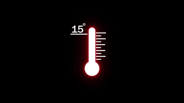 Minimalist neon thermometer animation showing 15 degrees celsius temperature measurement weather climate 4k Stock video .