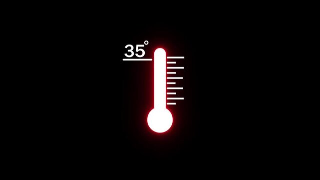 Glowing red thermometer indicating temperature and heat warning weather 4k Stock video .