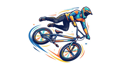 Obraz premium Dynamic illustration of a BMX rider performing an aerial stunt.