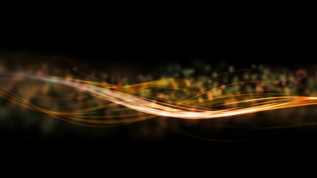 A dynamic, abstract video sequence unfolds against a deep, unchanging black background