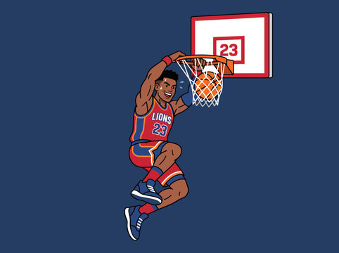 Basketball Player Dunking Cartoon Character