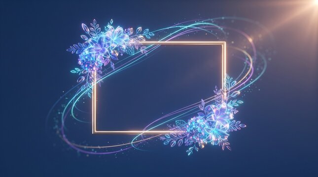 Elegant glowing golden frame