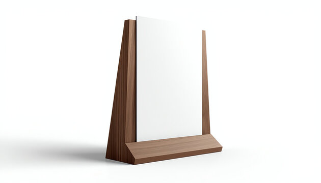 Blank table tent mock up template on isolated white background, Stand for acrylic tent card Used for Menu Bar and restaurant, 3d illustration
