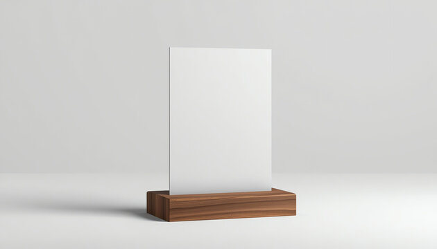 Blank table tent mock up template on isolated white background, Stand for acrylic tent card Used for Menu Bar and restaurant, 3d illustration