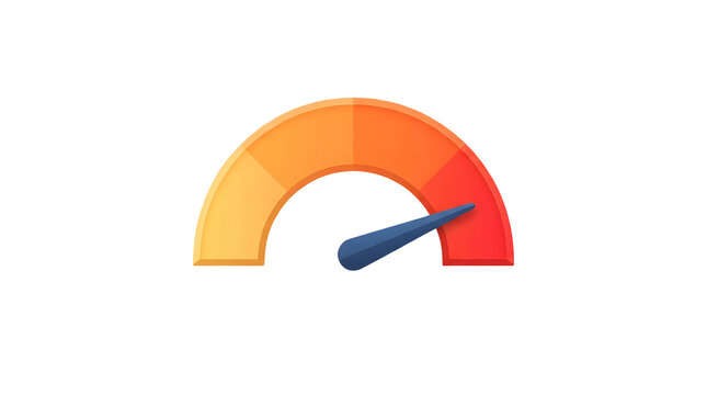 Colorful speedometer gauge with a blue needle pointing to the red high-speed section