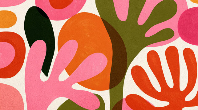 joyful mid century abstract botanical art print