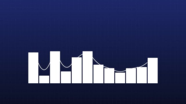 Minimalist of a white bar chart on a dark blue grid background with transparent background minimalist data visualization