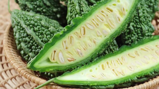 Wild bitter gourd in basket