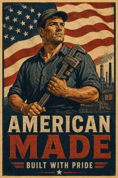 Military veteran with rifle and American flag representing patriotism and pride