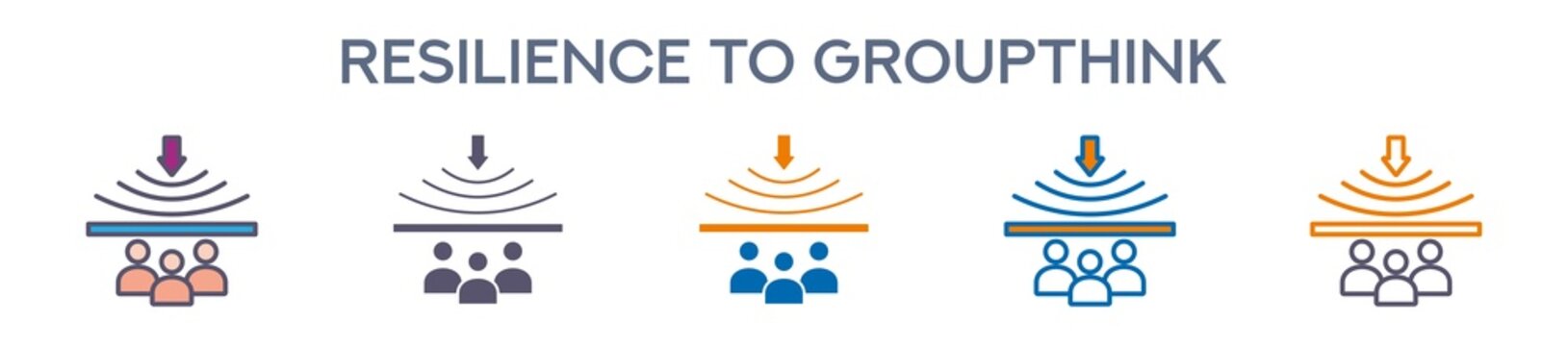 Resilience To Groupthink Element For Design Graphic - Multi Styles. Vector Illustration Of Two Colored And Black. Multiple Icons Designs Can Be Used For Mobile, Ui, Web 