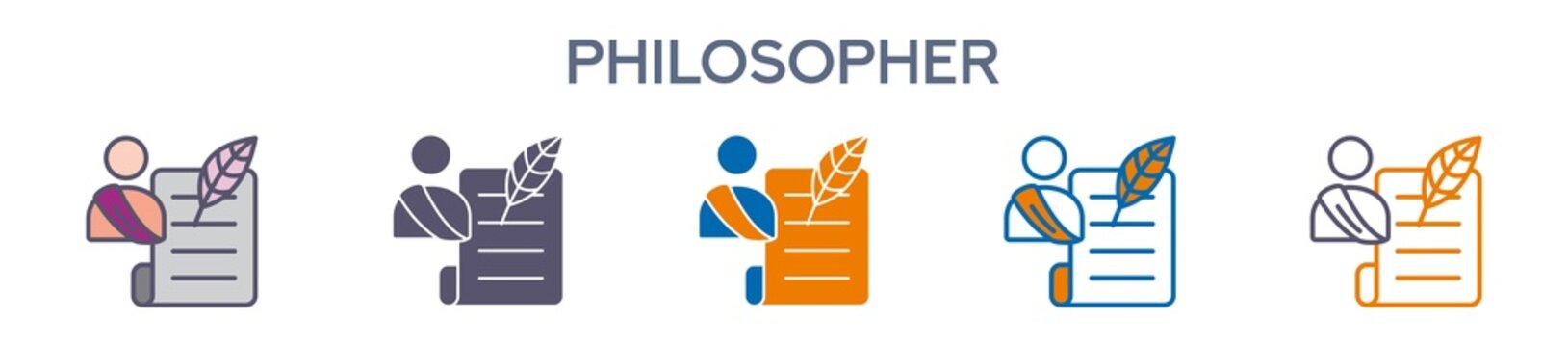 Philosopher Element For Design Graphic - Multi Styles. Vector Illustration Of Two Colored And Black. Multiple Icons Designs Can Be Used For Mobile, Ui, Web 