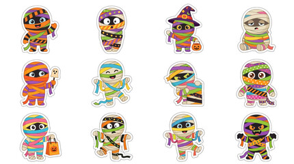 Fototapeta premium Cute Mummy Characters Collection Isolated Transparent Background