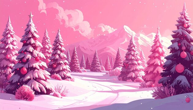 12月　ピンク　風景