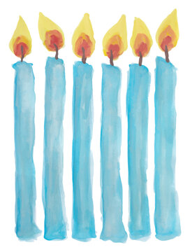 Hand Drawn Watercolor Candle Elements Set