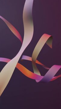 Elegant Flowing 3D Ribbons in Purple and Pink Generative AI
