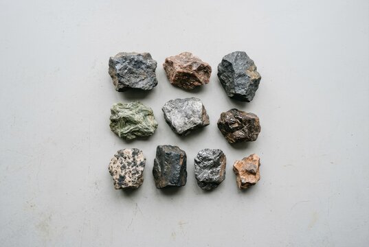 Collection of Diverse Natural Rocks on White Background