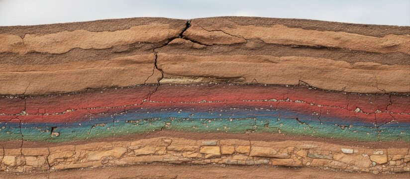 Colorful Geological Rock Strata With Distinct Mineral Bands