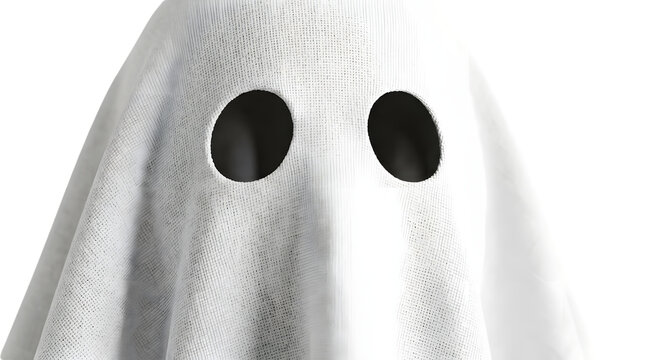 Realistic white sheet ghost with eye holes.