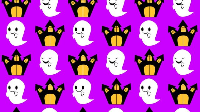 Halloween Background Animation with Ghost and Haunted House