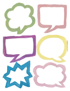 Speech Bubbles Elements Set Hand Drawn Watercolor