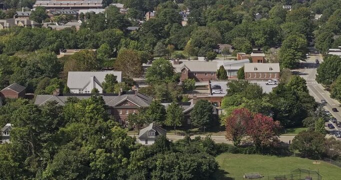 Williamsburg Virginia Aerial v4 zoomed 3x birdseye flyover around the historic town center and university college campus - Shot with Mavic 3 Pro Cine - Sept 30th 2023