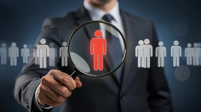 Personal discovery and exploration concept with professional using magnifying glass focusing on journey