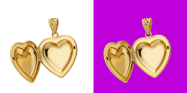 Shiny gold heart locket pendant jewelry piece png
