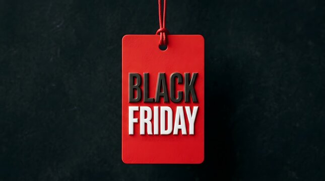 Black friday red price tag isolated on white background