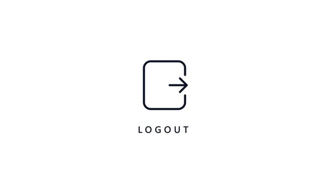 User account logout exit door outline icon animation for website security digital privacy and mobile application sign out user interface