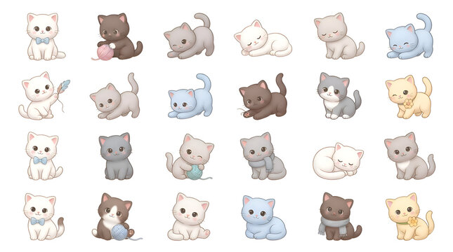 set of kawaii kitten